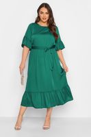 yours london vestido verde satinado con volantes mujer curvy y tallas grandes yours london