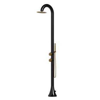Ducha Negra Y Oro De Acero Inoxidable 316l Con Doble Entrada Y Doccino Flexible