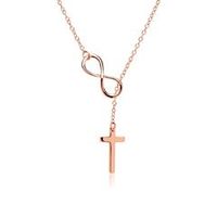 cadena en y plata 925 oro rosa cruz infinita