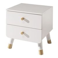 mesita de noche billy 2 cajones madera blanco satinado vipack
