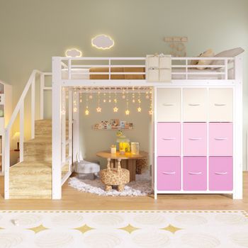 Litera Con Cajones De 140x200 Cm, De Mdf Blanco Y Metal.