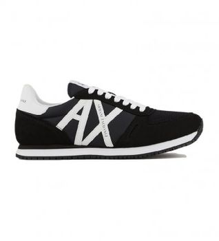 A|X Armani Exchange para hombre. XUX017XCC68K489 Zapatilla retro running logo negro (46), Plano, 1 a 3cm, Cordones, Casual