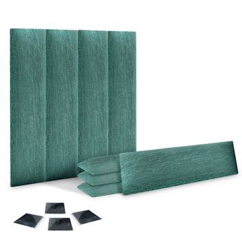 Dhome Juego De 8 Paneles Tapizados De Tela De Lujo Pack Autoadhesivos Para Pared Acústicos Absorbentes Protección (lineal Green, 60x30cm, X8)