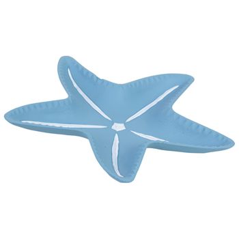 Bandeja de decoración estrella de madera azul 34x31x3 cm