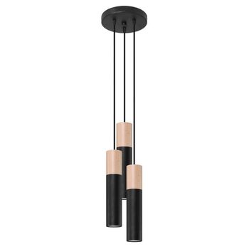 Lámpara colgante vira negro, 3 luces
