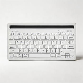 Teclado Bluetooth Español SODANY: Multidispositivo, Ultrafino, Silencioso, Recargable con Soporte para Tablet