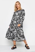 yours vestido negro de flores blancas mujer curvy y tallas grandes yours