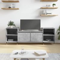 mueble tv  mueble de salon  armario tv madera contrachapada gris hormigon 160x35x55 cm cfw778883