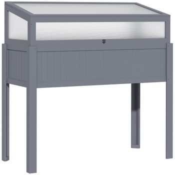 Outsunny Cama Alta de Madera con Invernadero 2 en 1 Huerto de Tomate Huerto de Verduras Huerto de Hierbas Macetero 120x54x112/122 cm   Aosom España