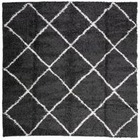 alfombra de pelo largo moderna pamplona negro y crema 120x120cm vidaxl