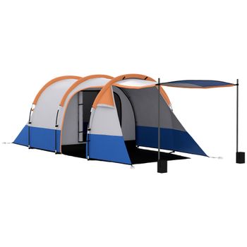 Outsunny Tienda de Campaña Familiar para 2-3 Personas 2 Habitaciones y Bolsa de Transporte Impermeable 420x200x150 cm Multicolor   Aosom España