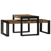 2 piezas mesa de cafe  mesa de centro multicolor madera solida recuperada
