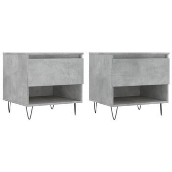 Pack 2 Uds Mesas Centro，mesa Auxiliar，mesa De Café Madera Ingeniería Gris Hormigón 50x46x50 Cm