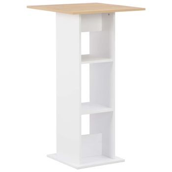 Mesa Alta De Bar Blanco Y Roble Sonoma 60x60x110 Cm Vidaxl