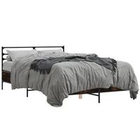 estructura cama madera ingenieria metal roble ahumado 140x190cm