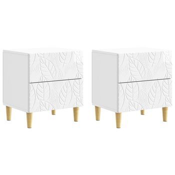 Mesita De Noche 2 Pcs Blanco Brillante 43 X 34,5 X 48 Cm Vidaxl