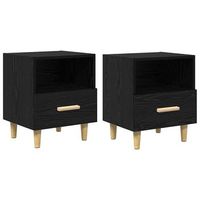 pack 2 uds mesita de noche  armario de noche  mesa de noche con cajon roble negro 40 x 35 x 47 cm