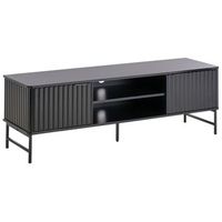 mueble tv moderno 140 x 40 cm mdf almacenaje aparador negro glastonbury
