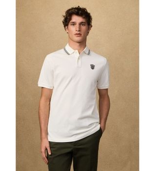 Hackett London para hombre. HM5600082 Polo insignia fit clásico blanco (L), Casual, Algodón, Manga corta