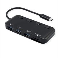 hub roline 3 puertos usb 32 gen 1 14025059 con lector microsd negro