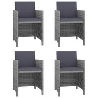 conjunto comedor jardin 5 uds  mueble jardin mesa y sillas y cojines ratan sintetico gris