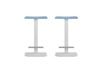 Pack 2 taburetes 63 cm  asiento azul estructura blanco