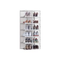 cajas de zapatos plegables y apilables transparente  blanco  12 x caja de zapatos