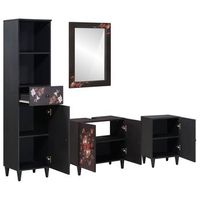 juego de muebles de bano  armario de bano con cajon 4 piezas madera de mango maciza