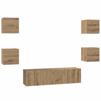 Conjunto De Mueble De Tv 6 Piezas Roble Artisan 60 X 30 X 30 Cm