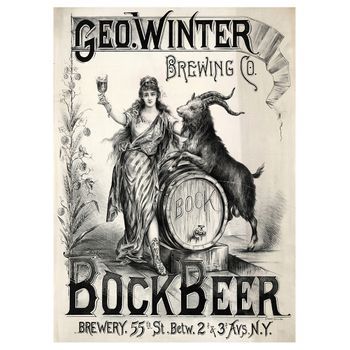 Legendarte - Cartel Publicitario Vintage Geo. Winter Brewing Co. - Cuadro Lienzo, Impresión Digital Cm. 50x70