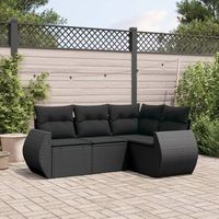 conjunto de sofas jardin 4 uds  mueble jardin mesa y sillas con cojines ratan sintetico negro cfw682957