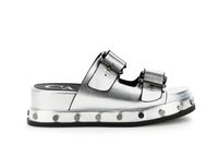 sandalias estilo monk con tachuelas y efecto piel laminada silver