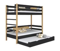 litera de madera con cajon para colchon n03 negro  roble