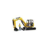 cat miniexcavadora con trabajador