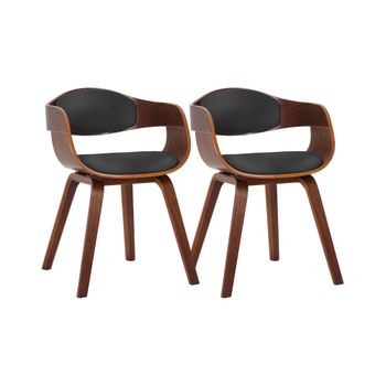 Set de 2 sillas con asiento en Simil cuero Nogal/negro