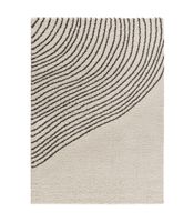 lush coastalina white - alfombra de lineas curvas en pelo largo shaggy  pp heat set  fabricada en crevillent