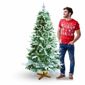 Donder - Árbol De Navidad Nevado Con Efecto Realista De Pe Y Pvc Ø88x180h, 462 Ramas