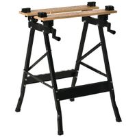 homcom banco de trabajo plegable portatil con tableros ajustables bambu y acero ideal para bricolaje y carpinteria 635x605x78 cm   aosom espana