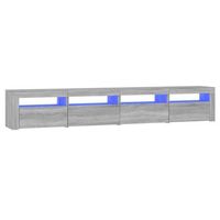 mueble tv  mueble de salon  armario tv con luces led gris sonoma 240x35x40 cm