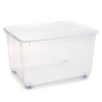 caja de plastico transparente de 56 x 80 x 515 cm con capacidad de 160 litros contenedor de plastico para almacenamiento con tapa valida para interior y exterior - tradineur
