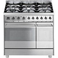 smeg c92gpx8 90 cm dual fuel range cooker - stainless steel stainless steel