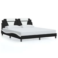 cama doble  cama para adultos  estructura de cama con cabecero cuero sintetico negro y blanco