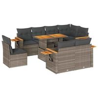 set sofas jardin y cojines 9 piezas ratan sintetico acacia gris
