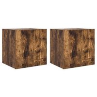 muebles tv de pared luces led 2 uds roble ahumado 405x35x40 cm
