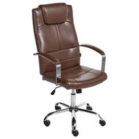 silla de oficina clasica ejecutiva con respaldo alto tapizada en piel sintetica giratoria ajustable marron winner