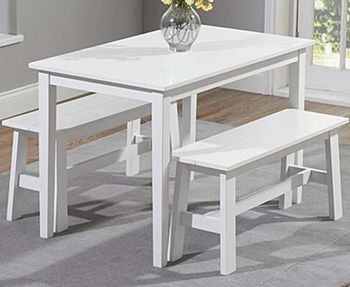 Chiltern 115cm White Dining Set with 2 Chiltern Benches