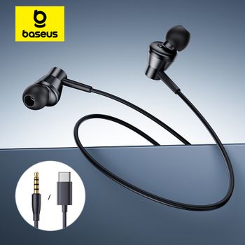 Baseus Encok CZ11/HZ11 Auriculares con cable Tipo-C/3,5 mm Jack Auriculares con cable con micrófono 120 ° Ángulo para computadora portátil, tableta y teléfono