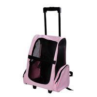 pawhut transportin 2 en 1 para mascotas mochila o carrito de viaje con 2 ruedas asa retractil de aluminio y bolsillos 42x25x55 cm rosa   aosom espana