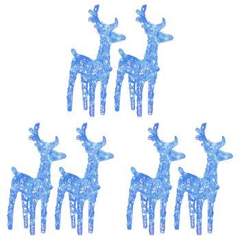 Renos De Navidad 6 Unidades 240 Led Azul Acrílico Vidaxl