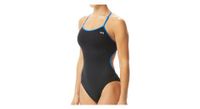 traje de bano tyr hexa trinityfit azul negro  mujer